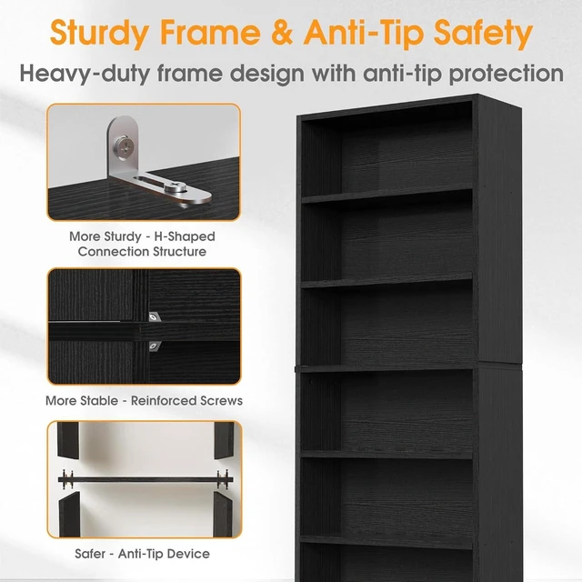 Alt view image 6 of 7 - 6 Shelf Bookcase Open Display Bookshelf Storage Organizer