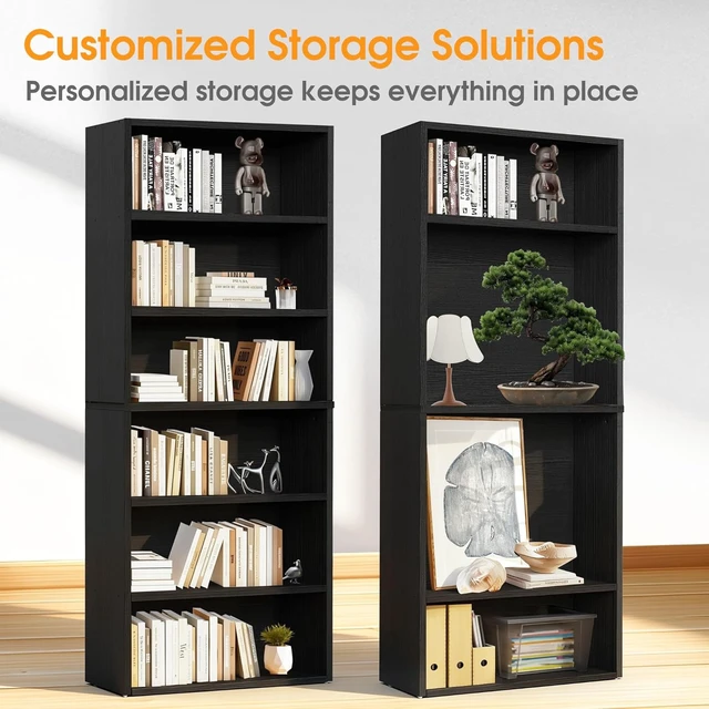 Alt view image 4 of 7 - 6 Shelf Bookcase Open Display Bookshelf Storage Organizer