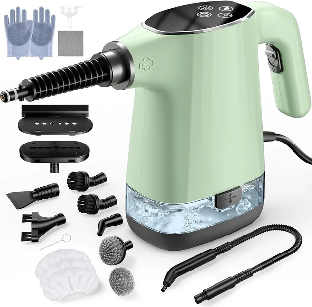 Main image of Handheld Steam Cleaner, Portable Steamer for Cleaning with 18PCS Accessories, 12s Fast Heating, Pressurized Steam Cleaner for Home, Kitchen, Bathroom, Car Detailing, Window, and Clothes, Green