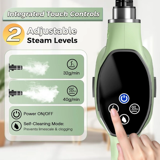 Alt view image 5 of 7 - Handheld Steam Cleaner, Portable Steamer for Cleaning with 18PCS Accessories, 12s Fast Heating, Pressurized Steam Cleaner for Home, Kitchen, Bathroom, Car Detailing, Window, and Clothes, Green