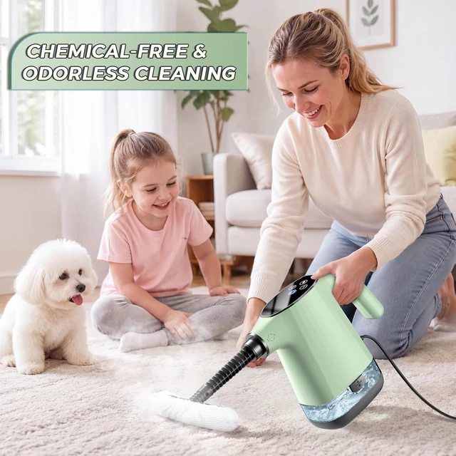 Alt view image 6 of 7 - Handheld Steam Cleaner, Portable Steamer for Cleaning with 18PCS Accessories, 12s Fast Heating, Pressurized Steam Cleaner for Home, Kitchen, Bathroom, Car Detailing, Window, and Clothes, Green