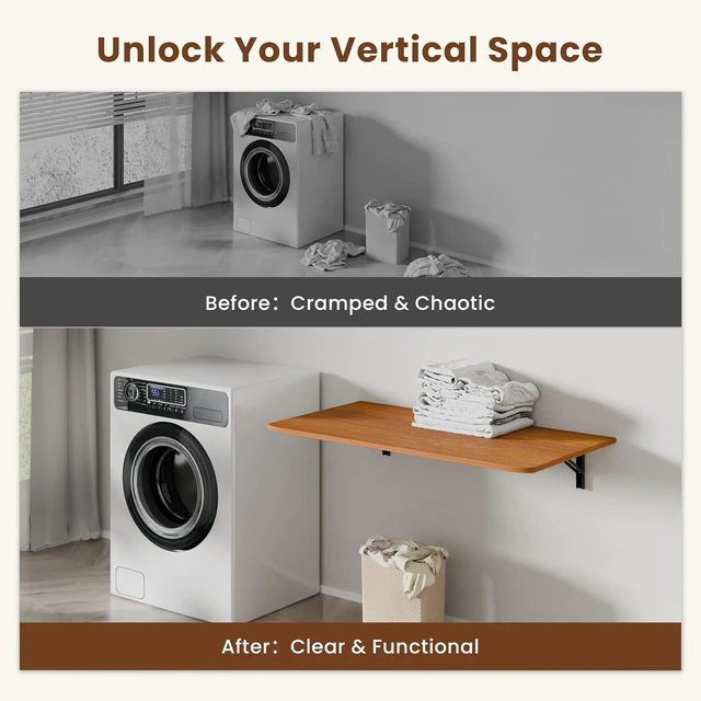 Alt view image 5 of 7 - Wall Mounted Folding Table 24x15.7 in - 100LB Capacity