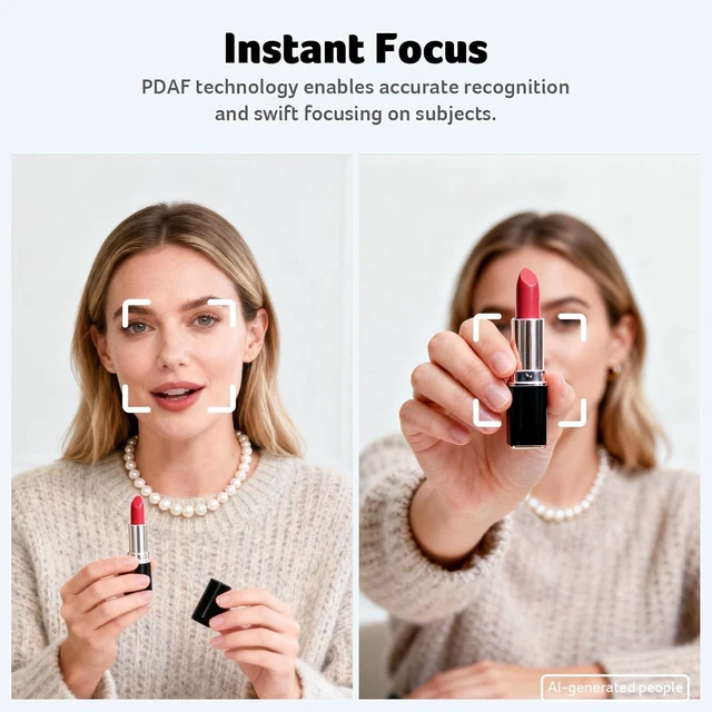 Alt view image 4 of 7 - 4K Webcam for PC/Mac with All-Metal Unibody Sculpted, 1/2" Sensor, PDAF, 2 Noise Reduction Mics, Privacy Cover for Switch 2/Zoom/Teams/Facetime/YouTube/Google Meet
