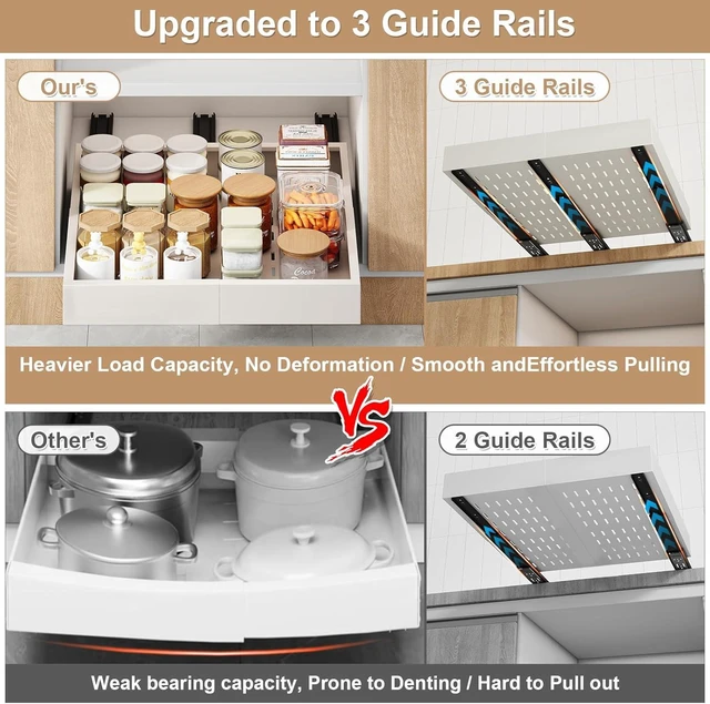 Alt view image 4 of 6 - Pull out Cabinet Organizer,11"-16"W,17"-24"D,Expandable,Adhesive