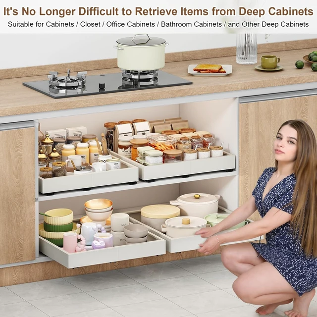 Alt view image 5 of 6 - Pull out Cabinet Organizer,14"-21"W,17"-24"D,Expandable,Adhesive