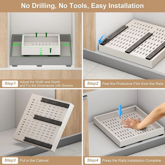 Alt view image 6 of 6 - Pull out Cabinet Organizer,11"-16"W,17"-24"D,Expandable,Adhesive