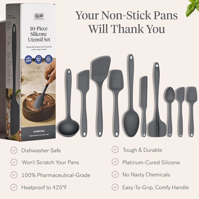 Alt view image 4 of 7 - : 10-Piece Silicone Essentials Kitchen Utensils Set Charcoal