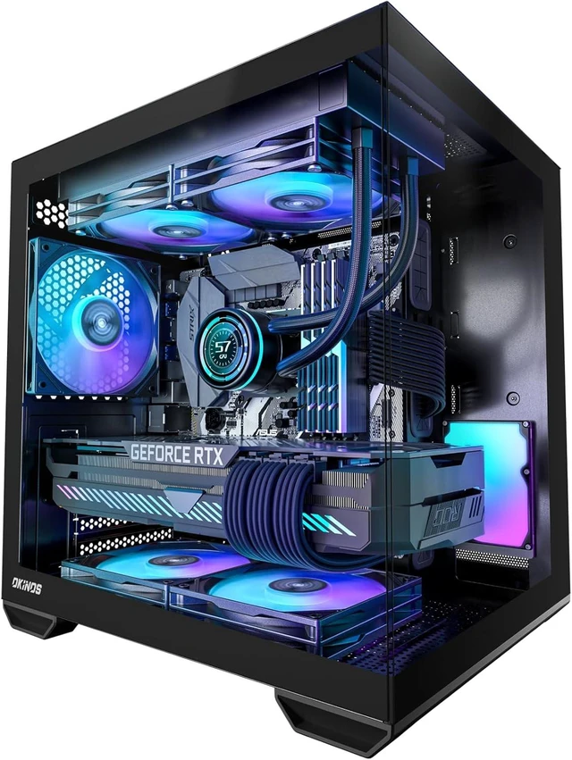 Main image of MATX PC Case, Top 240mm Radiator Support, 5 PCIe Slots for Max GPU Cooling, Extra Space for 160mm PSU & Easy Cable Management, 3×120mm ARGB Fan with Controller (Non-PWM), Type-C, Mirage 4 Black