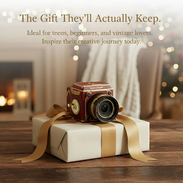 Alt view image 6 of 7 - Vintage Digital Camera, 64MP 2.7K Mini Vintage Camera with Autofocus, 2" IPS Waist-Level Screen, 16GB TF Card, 16X Zoom Retro Point and Shoot Camera for Beginners, Red Vintage Decor