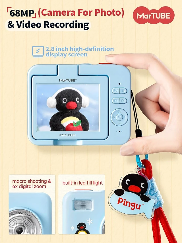 Alt view image 6 of 7 - Pingu Cute Digital Camera with Flip Screen, Gift for Teens & Adults