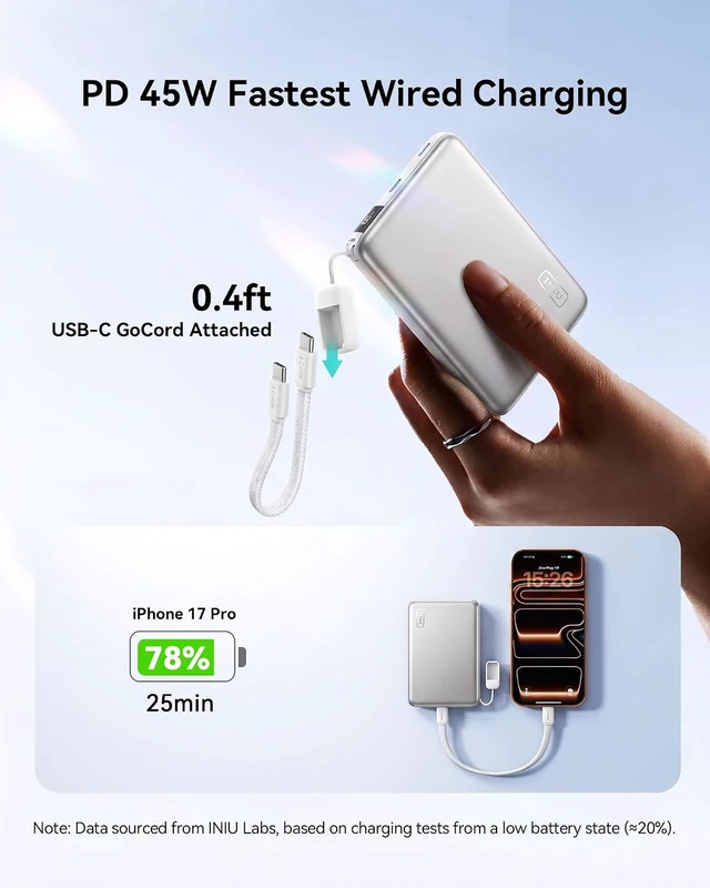 Alt view image 4 of 7 - for MagSafe Qi2.2 25W Portable Charger, Slimmest 10000mAh Power Bank