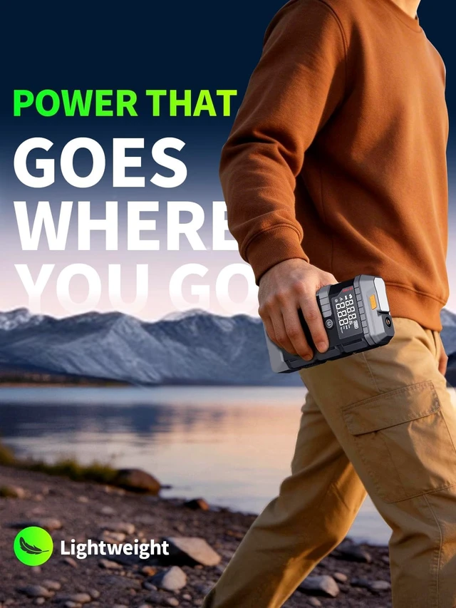 Alt view image 6 of 7 - Portable Car Battery Jump Starter with Air Compressor, 6000A Car Jumper Starter Portable, 45W Fast Charge Jump Box,160PSI Auto-Shut Off Tire Inflator,LED Light, Jumper Cables,Gloves
