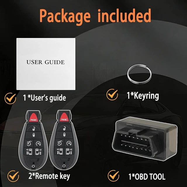 Alt view image 7 of 7 - Key Fob kit for 2008-2018 Dodge Grand Caravan&Chrysler Town Country