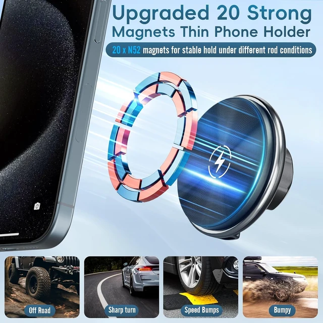 Alt view image 2 of 7 - Wireless Charging Vent Magnetic Vent Phone Mount for 2021-2026 Ford F-150