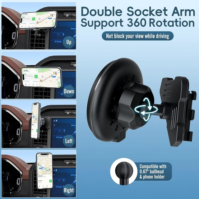 Alt view image 5 of 7 - Wireless Charging Vent Magnetic Vent Phone Mount for 2021-2026 Ford F-150