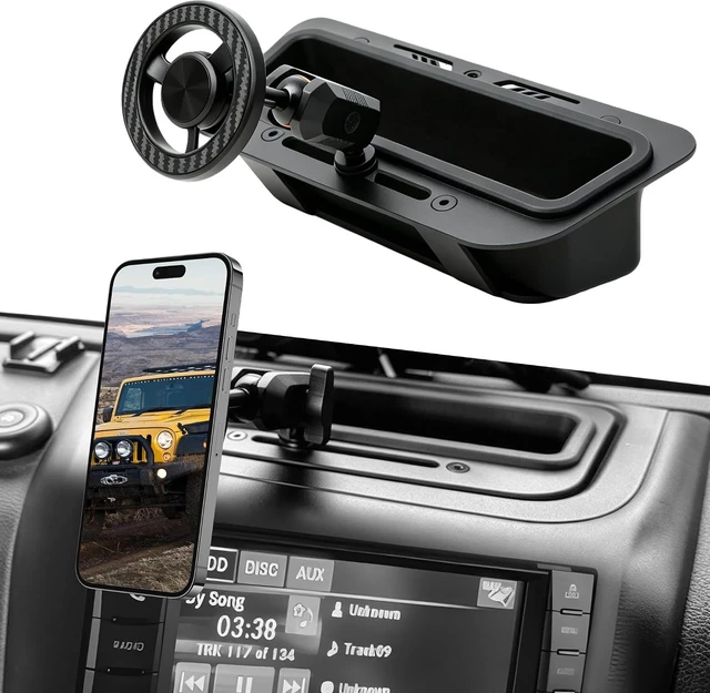 Main image of Magnetic Phone Mount Phone Holder with Tray for Jeep Wrangler JK
