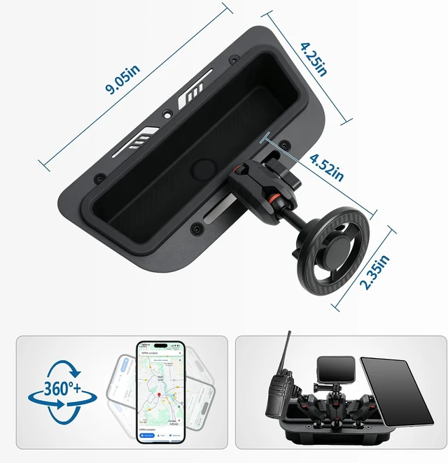 Alt view image 2 of 7 - Magnetic Phone Mount Phone Holder with Tray for Jeep Wrangler JK