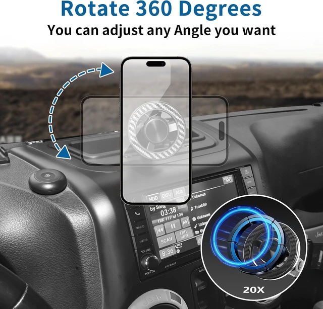Alt view image 4 of 7 - Magnetic Phone Mount Phone Holder with Tray for Jeep Wrangler JK