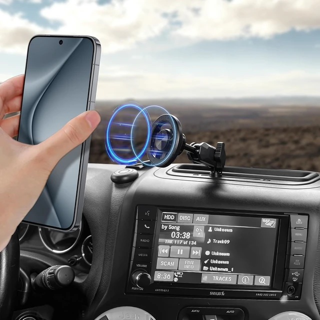 Alt view image 7 of 7 - Magnetic Phone Mount Phone Holder with Tray for Jeep Wrangler JK