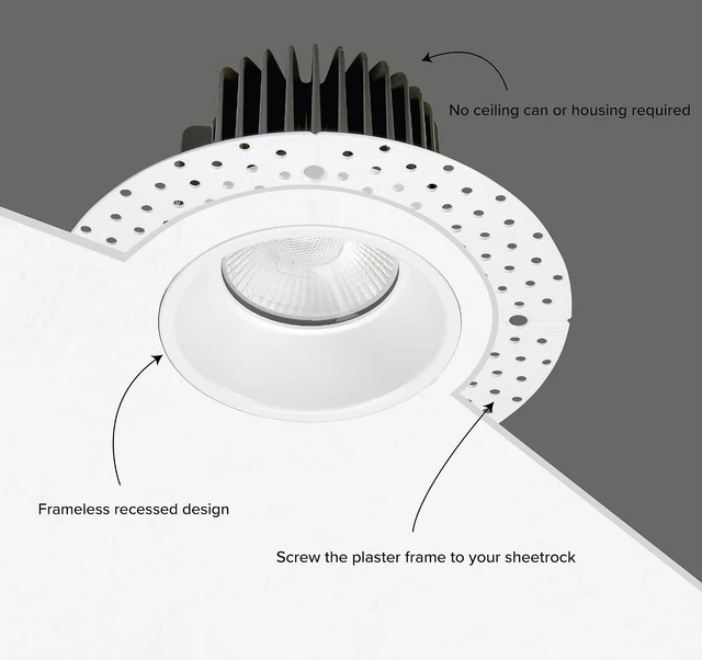 Alt view image 7 of 7 - 4" White Trimless Anti-Glare LED Downlight, 1000 Lumens, 5 CCT