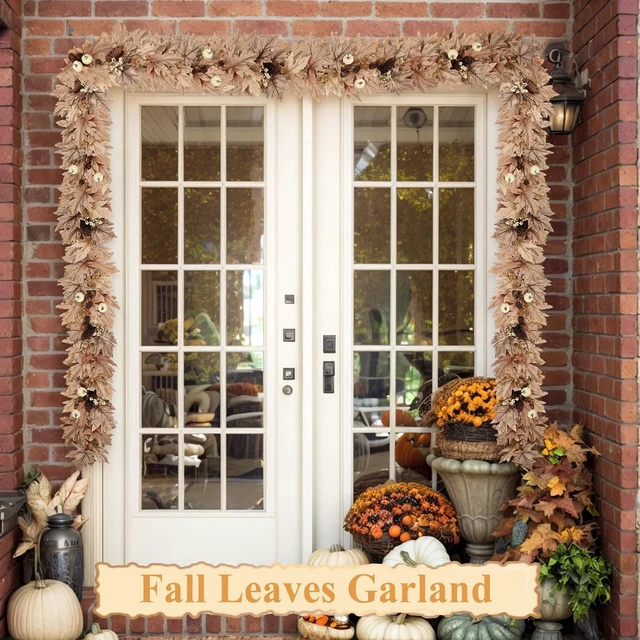 Alt view image 6 of 7 - 9 FT Lighted Fall Garland with Lights Autumn Automatic ON/Off Timer