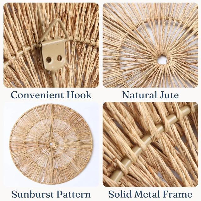 Alt view image 2 of 7 - Wicker 23 Inch Jute Wall Decor Baskets, Set of 6 Extra Large Woven Jute Wall Plates, 23",21",15",13",12,10", Decorative Baskets for Wall Arts, Wall Hanging for Bedroom, Living Room, Office