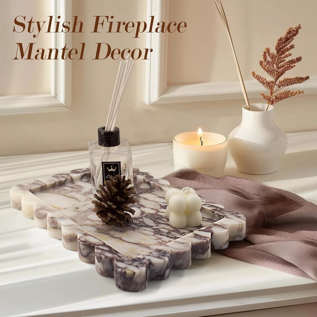 Alt view image 2 of 7 - Genuine Calacatta Viola Scalloped Marble Tray, Real Natural Marble Stone Tray, Luxury Decorative Trays for Bathroom, Dresser, Vanity, Kitchen, Home Decor, 10.6" x 8", Calacatta Viola Purple