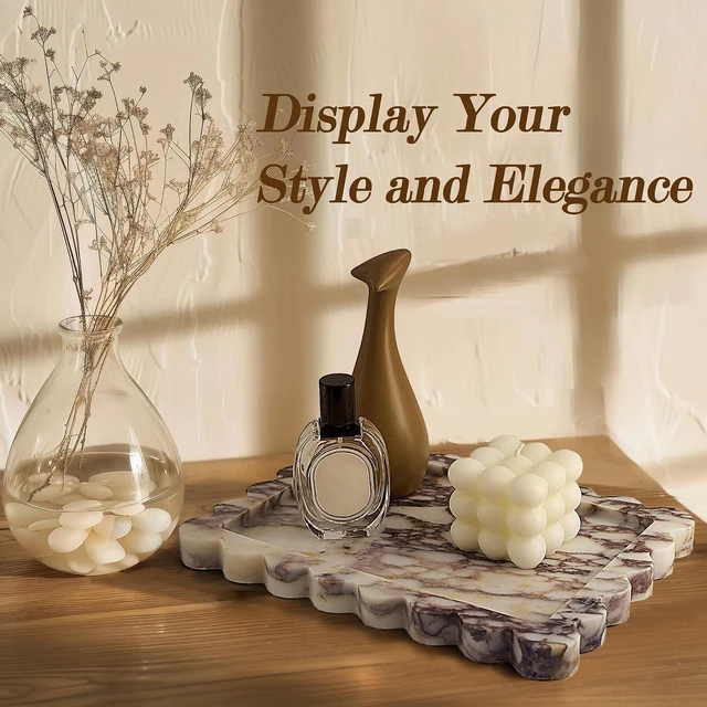 Alt view image 4 of 7 - Genuine Calacatta Viola Scalloped Marble Tray, Real Natural Marble Stone Tray, Luxury Decorative Trays for Bathroom, Dresser, Vanity, Kitchen, Home Decor, 10.6" x 8", Calacatta Viola Purple