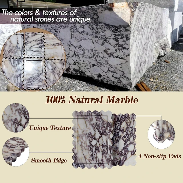Alt view image 5 of 7 - Genuine Calacatta Viola Scalloped Marble Tray, Real Natural Marble Stone Tray, Luxury Decorative Trays for Bathroom, Dresser, Vanity, Kitchen, Home Decor, 10.6" x 8", Calacatta Viola Purple