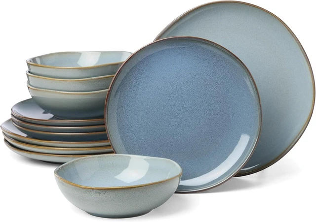 Main image of 897199 Organic Shades 12-Piece Dinnerware Set, Slate Blue