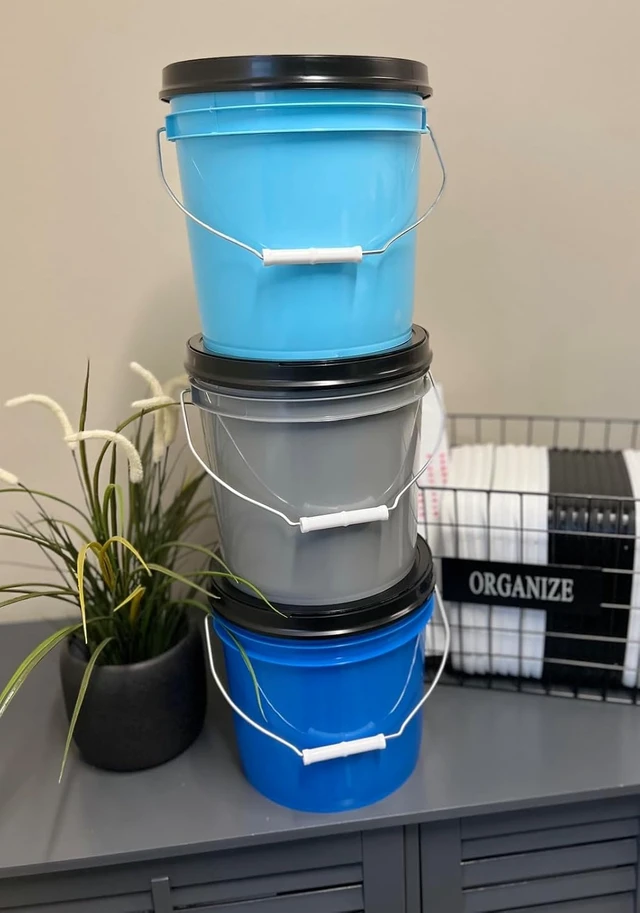 Alt view image 3 of 5 - 2 Gallon Food Grade Plastic Bucket with Screw on lid- 3 Colors- Made in USA containers- Pack of 3