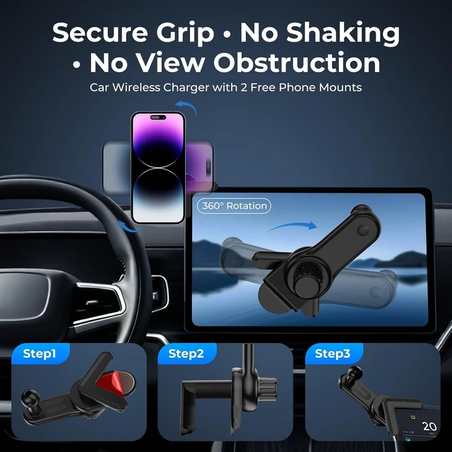 Alt view image 5 of 7 - 25W Wireless Car Charger Compatible with MagSafe, TEC Cooling