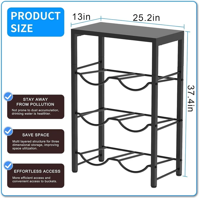 Alt view image 7 of 7 - 5 Gallon Water Jug Holder for 6 Bottles, 3-Tier Double Row Holds