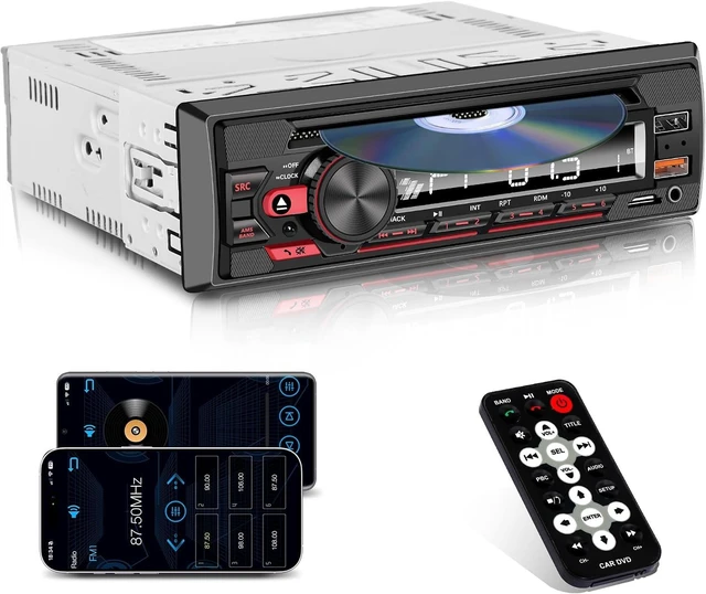 Main image of Single Din Radio Car Stereo with CD/DVD Player & Bluetooth, FM, USB/AUX