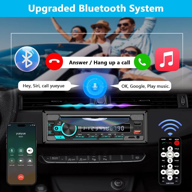Alt view image 4 of 7 - Single Din Radio Car Stereo with CD/DVD Player & Bluetooth, FM, USB/AUX