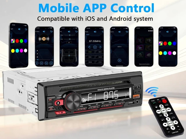 Alt view image 6 of 7 - Single Din Radio Car Stereo with CD/DVD Player & Bluetooth, FM, USB/AUX