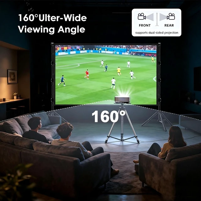 Alt view image 4 of 7 - Outdoor Projector Screen with Stand, 150 inch Indoor Movie Screen 16:9 4K Rear Front Portable Projection Screen, Quick Setup Foldable Travel Home Theater Screen with Carry Bag for Backyard Camping