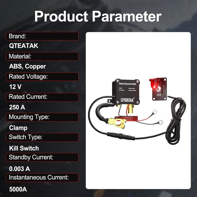 Alt view image 7 of 7 - 12V 250A Battery Disconnect Switch Kill Switch