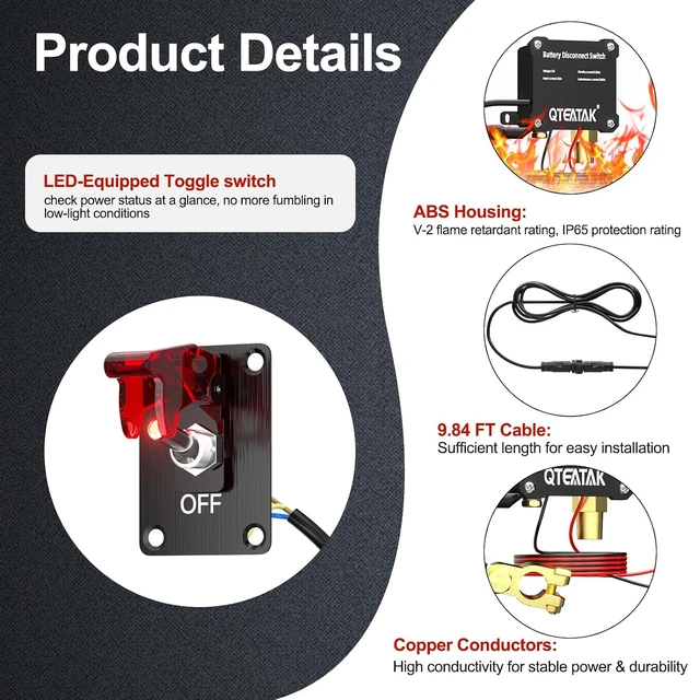 Alt view image 5 of 7 - 12V 250A Battery Disconnect Switch Kill Switch