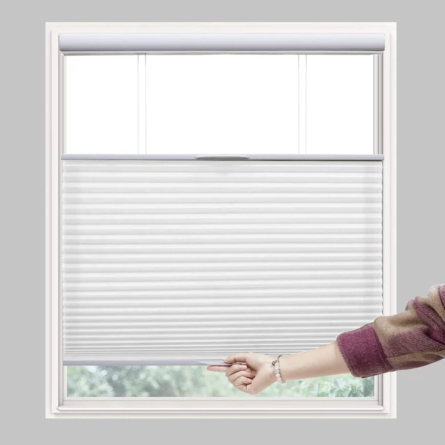 Main image of Custom Size Cellular Shades Top Down Bottom Up Cordless Light Filtering Honeycomb Blinds Thermal UV Protection Energy Saving Pleated Window Shades for Indoor Windows Easy to Install White