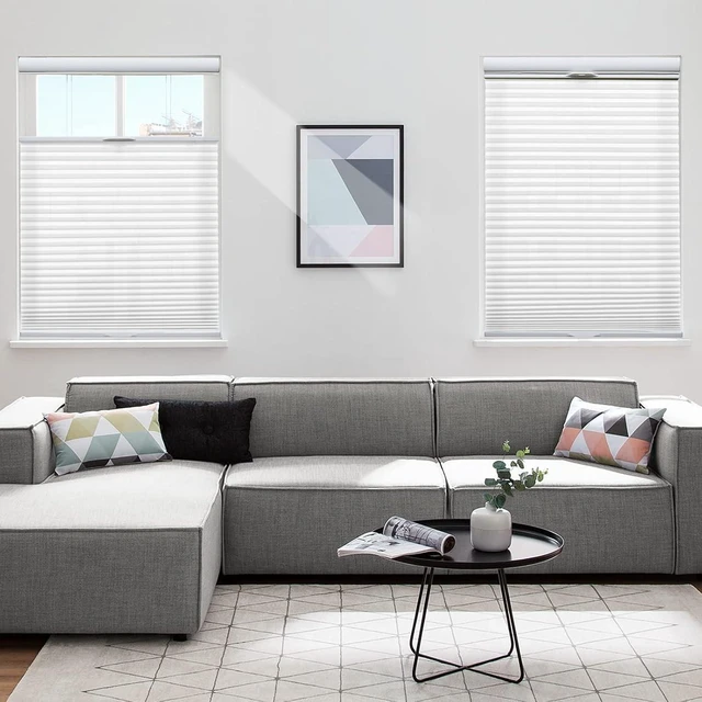 Alt view image 5 of 6 - Custom Size Cellular Shades Top Down Bottom Up Cordless Light Filtering Honeycomb Blinds Thermal UV Protection Energy Saving Pleated Window Shades for Indoor Windows Easy to Install White