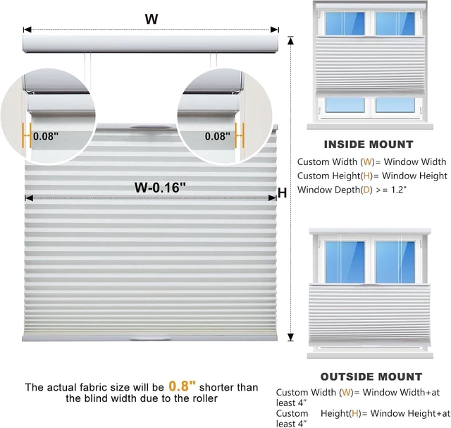 Alt view image 6 of 6 - Custom Size Cellular Shades Top Down Bottom Up Cordless Light Filtering Honeycomb Blinds Thermal UV Protection Energy Saving Pleated Window Shades for Indoor Windows Easy to Install White