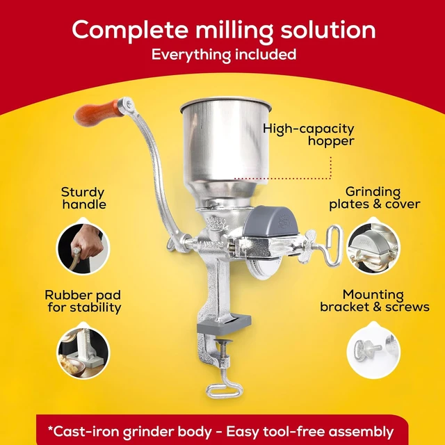 Alt view image 4 of 7 - Corona Manual Grain Mill, Molino para Moler Maiz, Cast Iron Grinder