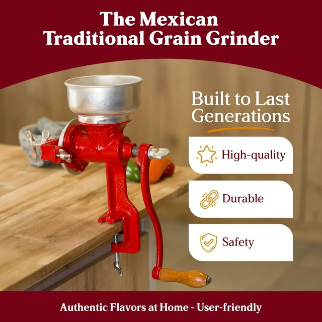 Alt view image 2 of 6 - Estrella Manual Grain Mill, Molino para Moler Maiz, Cast Iron Grinder