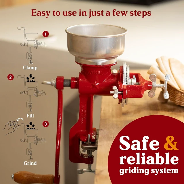 Alt view image 4 of 6 - Estrella Manual Grain Mill, Molino para Moler Maiz, Cast Iron Grinder