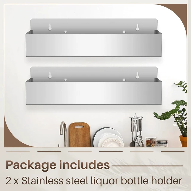 Alt view image 3 of 7 - 2 Pcs 22in Single Speed Rail Stainless Steel Bottle Holder, Silver