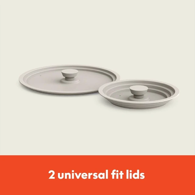 Alt view image 6 of 7 - Fits-Anywhere 9-Piece, Nonstick, Non-Toxic Cookware Set, Oatmilk