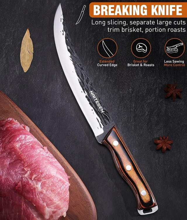 Alt view image 3 of 7 - 4PCS Hand Forged Butcher Knife Set, Kitchen Knives Gift for Men Women