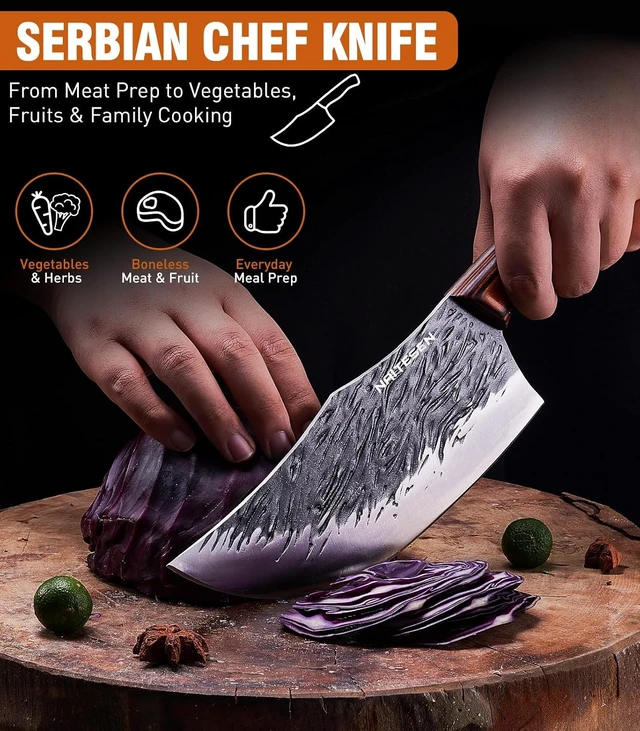 Alt view image 4 of 7 - 4PCS Hand Forged Butcher Knife Set, Kitchen Knives Gift for Men Women