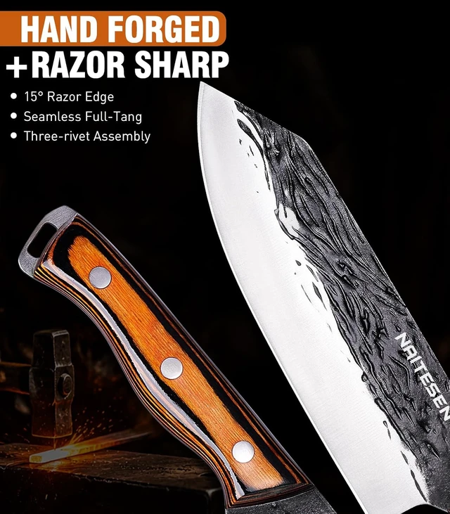 Alt view image 6 of 7 - 4PCS Hand Forged Butcher Knife Set, Kitchen Knives Gift for Men Women